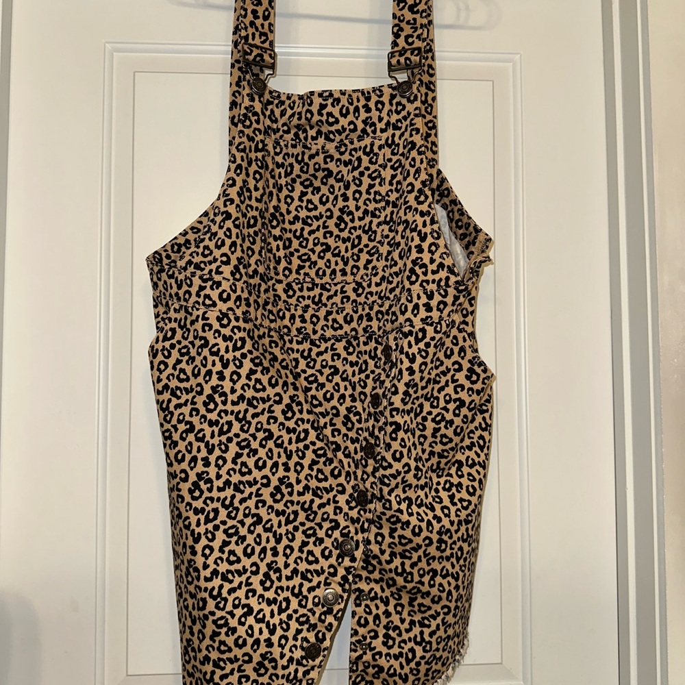 Forever 21 Leopard Print Denim Overalls